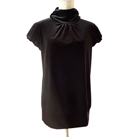 Vintage 90’s Necessary Objects Black Velvet Bubble Sleeve Top L - Picture 2 of 8
